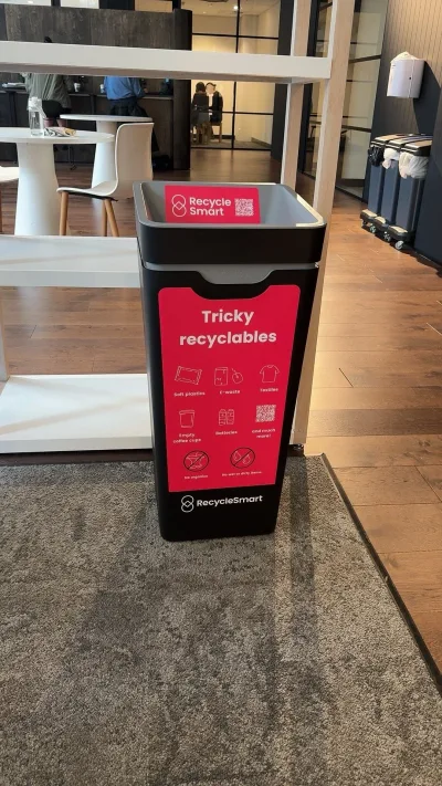 ReSmart tricky recyclables bin set up in an office