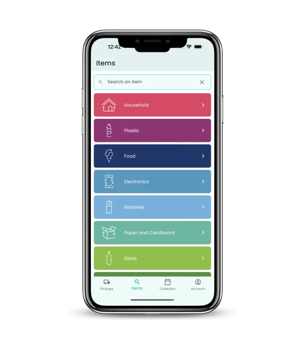 ReSmart app Recyclopedia listing item categories